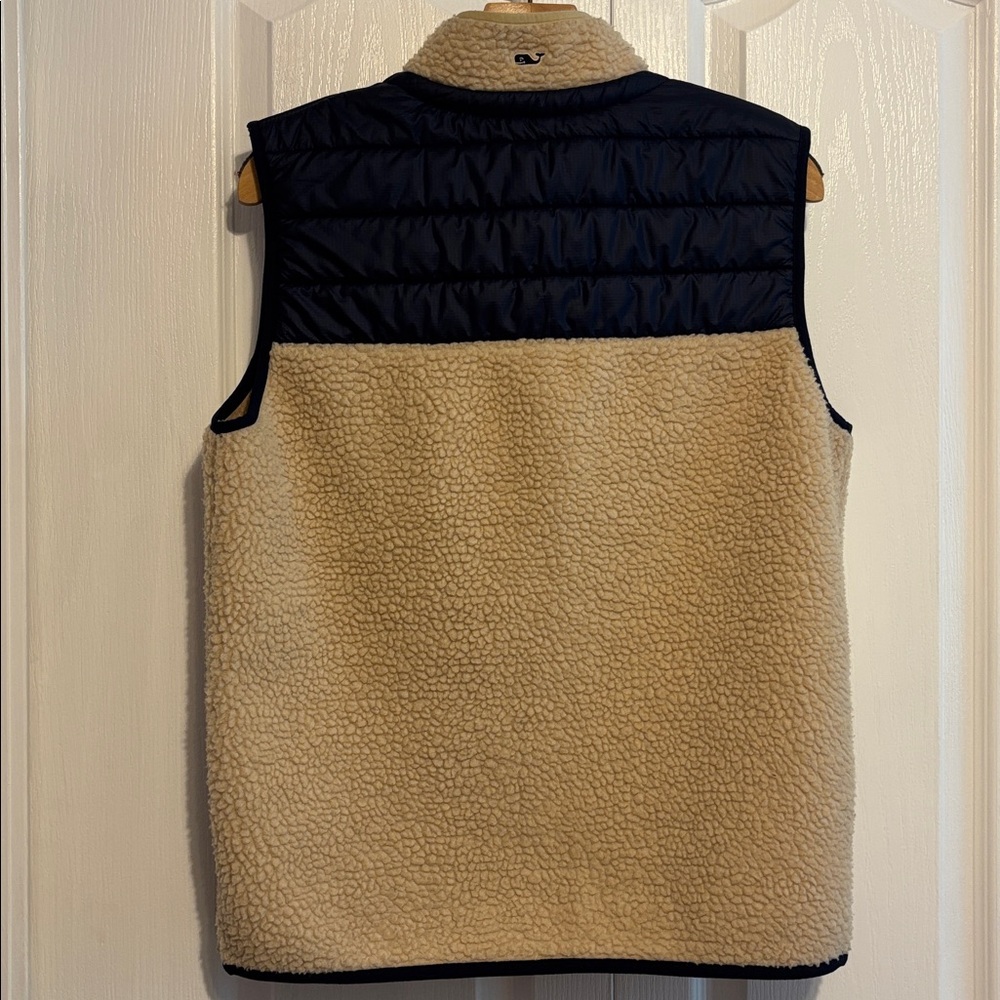 Vineyard Vines Sherpa Vest in Cream and Navy Trim - Picture 4 of 4